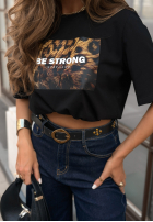 Tričko z nadrukiem Be Strong čierne