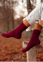 Dlhé wełniane skarpetki alpaka Blanket Season bordové