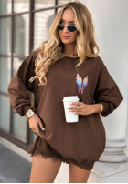 Mikina z nadrukiem Colorful Wings čokoládová