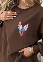 Mikina z nadrukiem Colorful Wings čokoládová