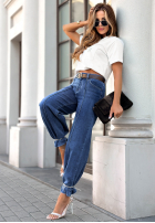 Nohavice džínosové z paskiem wide leg Power To Inspire tmavomodré