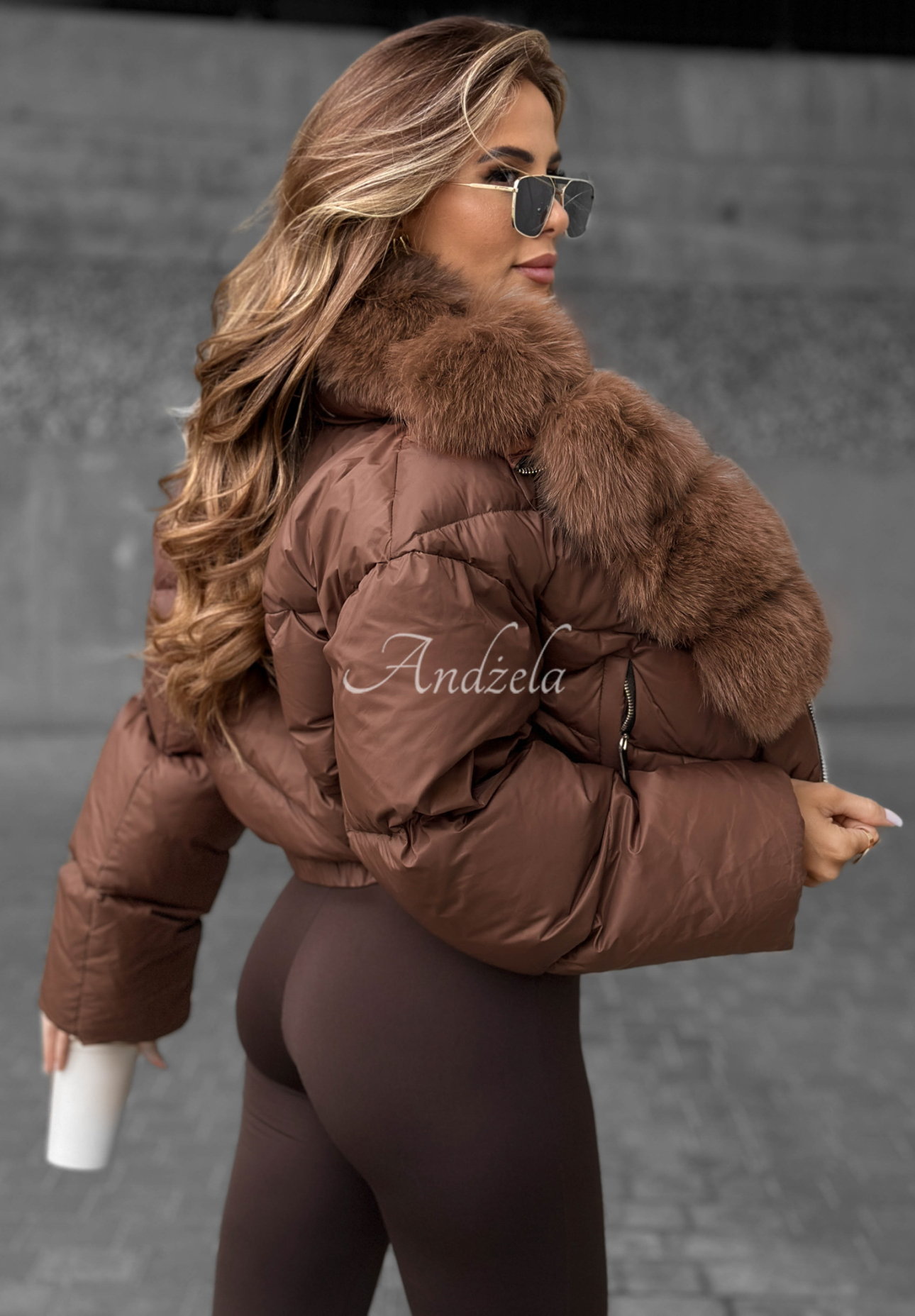 Prešívaná bunda s kožušinou Fancy Freeze čokoládová