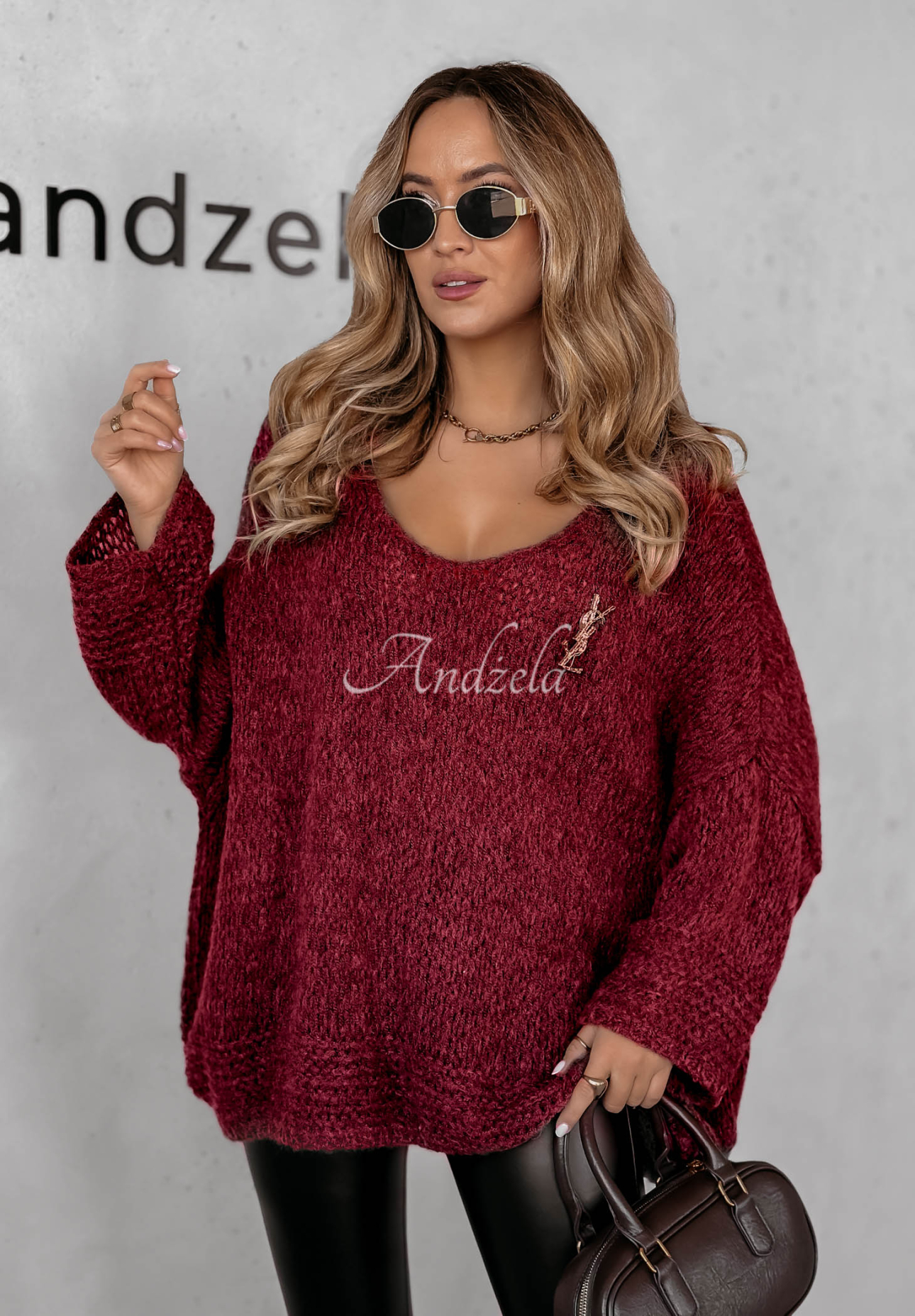 Sveter oversize Gentle Cuddle bordová