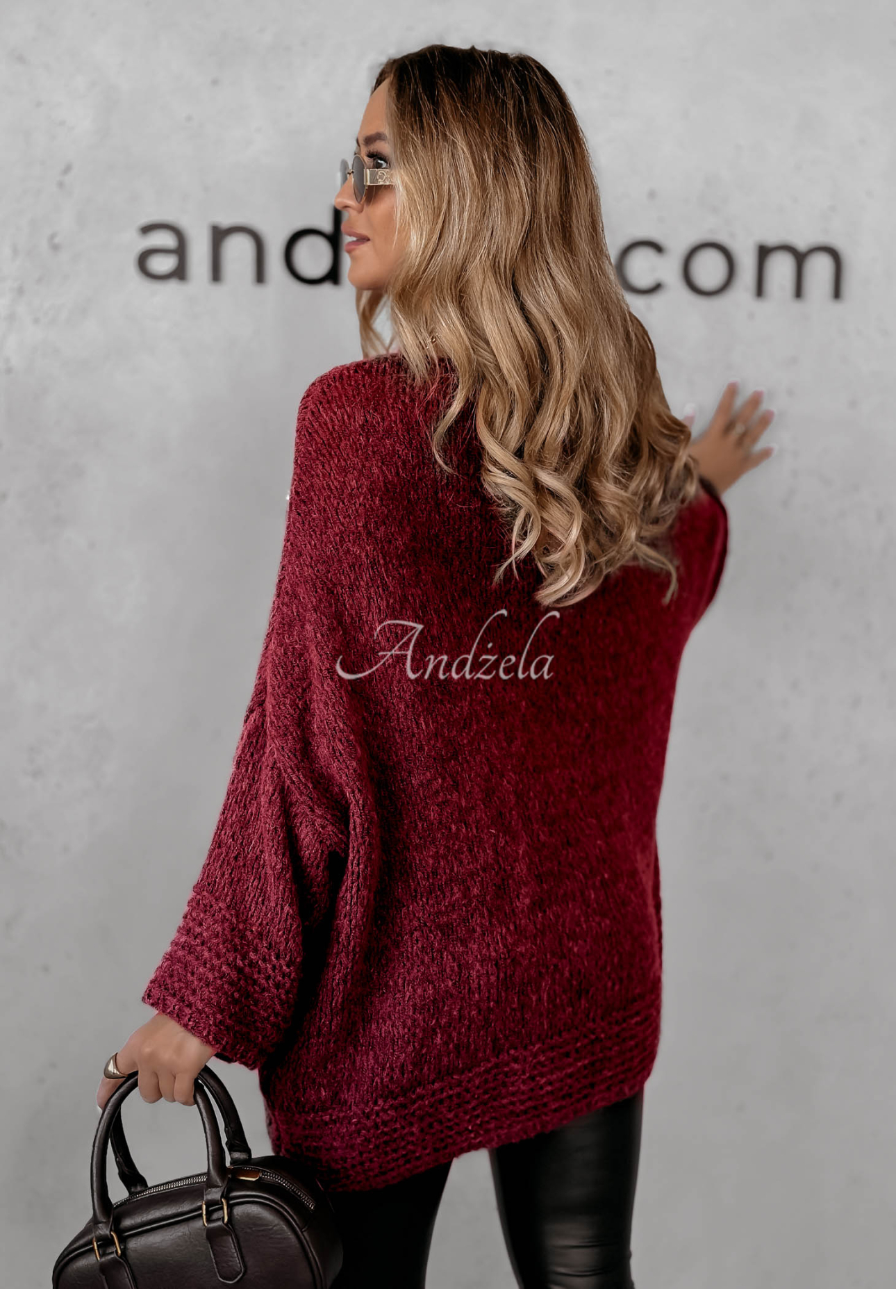 Sveter oversize Gentle Cuddle bordová