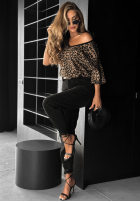 Nohavice džínosové z paskiem mom fit Don’t Wait čierne