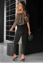 Nohavice džínosové z paskiem mom fit Don’t Wait čierne