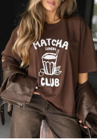 Tričko z nadrukiem Matcha Club čokoládový