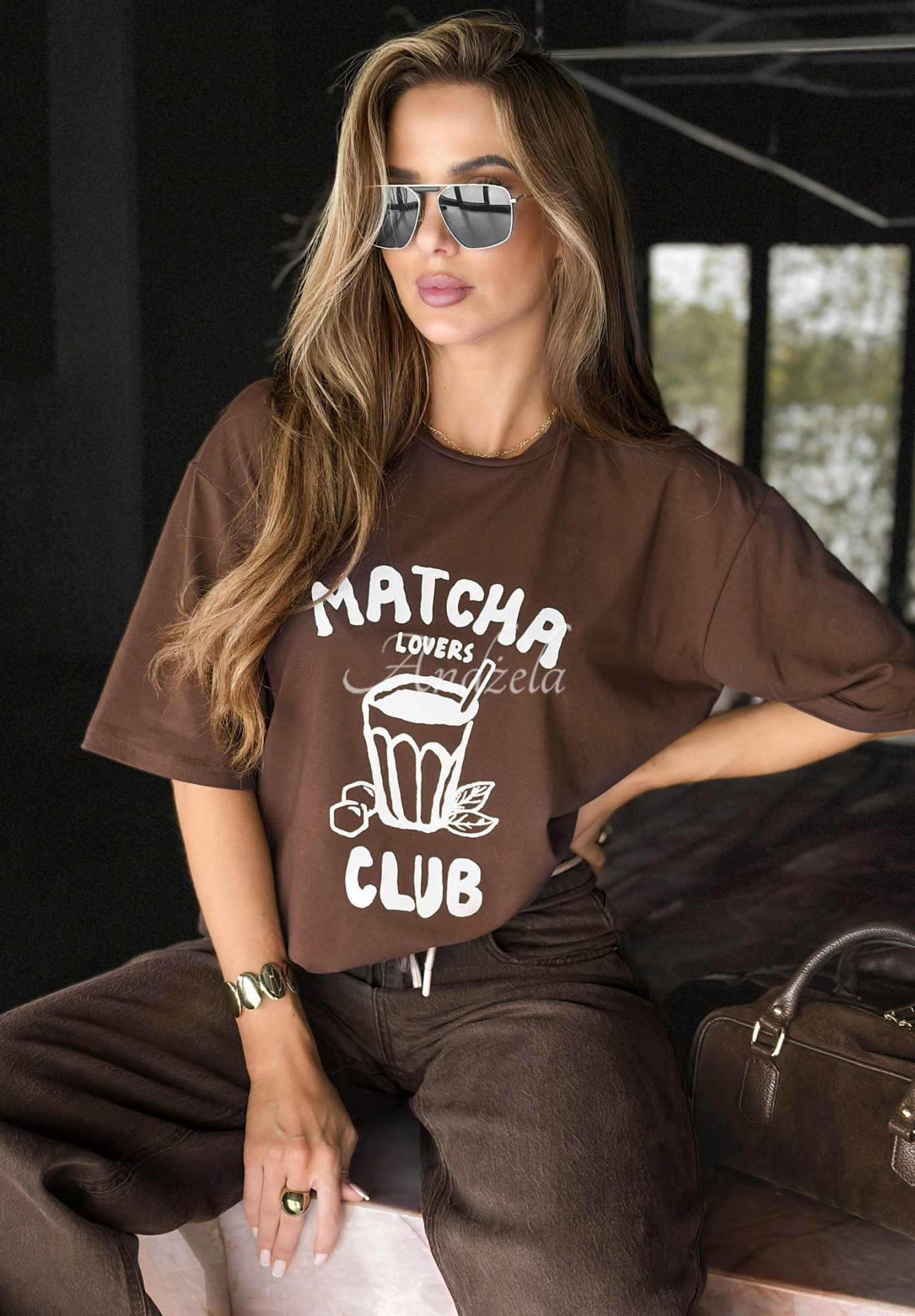 Tričko s potlačou Matcha Club čokoládový