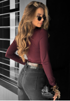 Body z dekoltem w serek Stay A Moment bordová