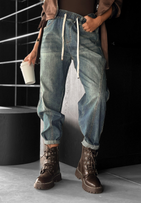 Džínsy so sťahovacou šnúrkou baggy That’s Not Me modré