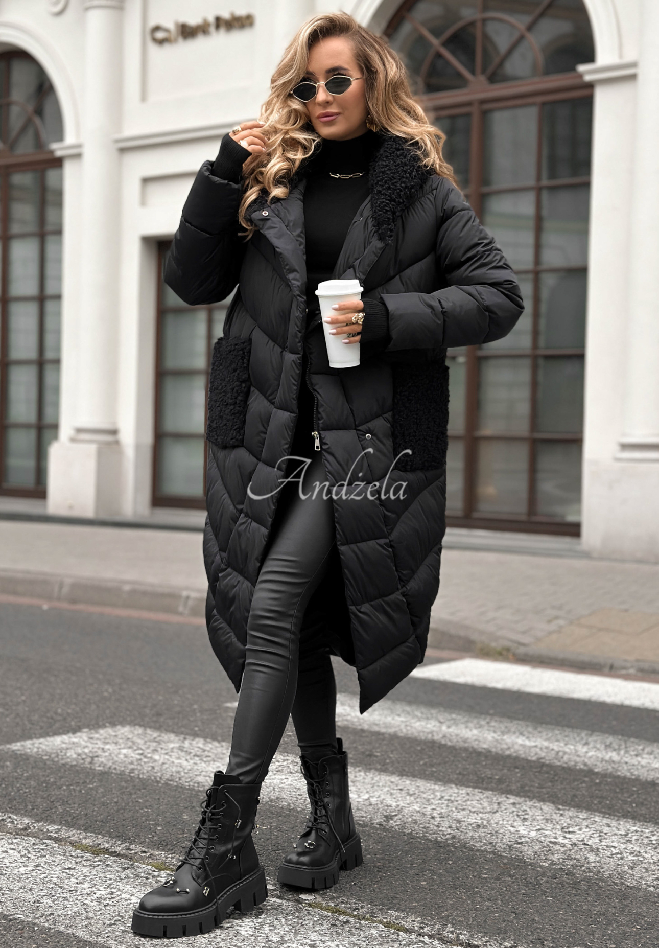Dlhá prešívaná bunda s kožušinou Long Cold Winter čierna