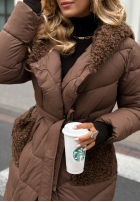 Długa Prešívaná Bunda z kożuszkiem Long, Cold Winter čokoládová