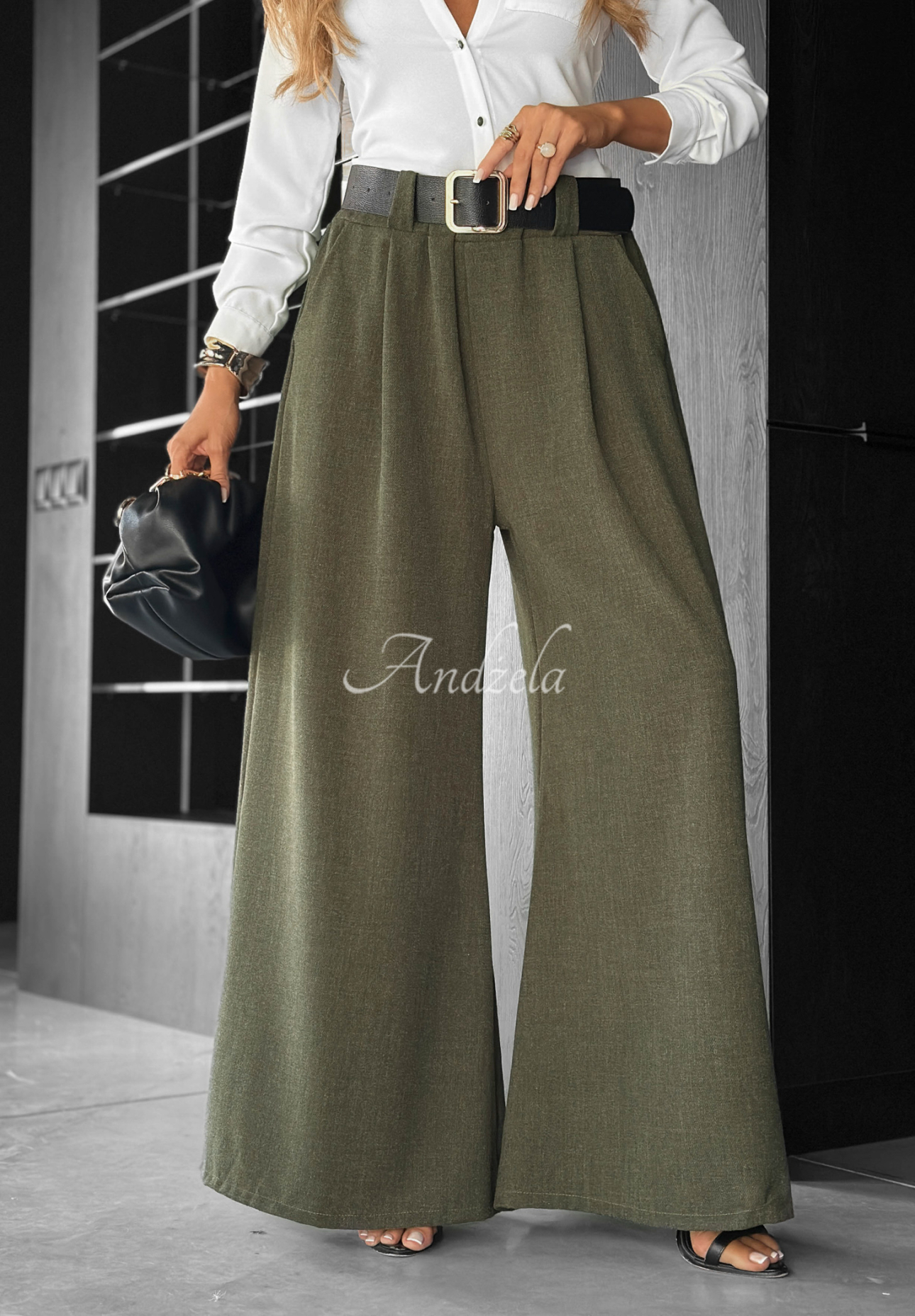 Látkové nohavice wide leg Need Coffee khaki