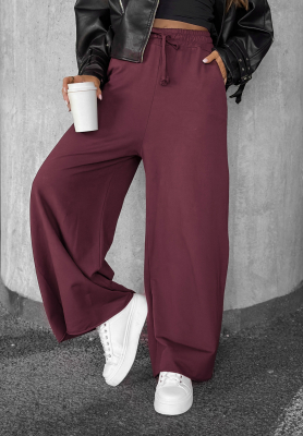 Látkové nohavice wide leg Trust The Moment bordové