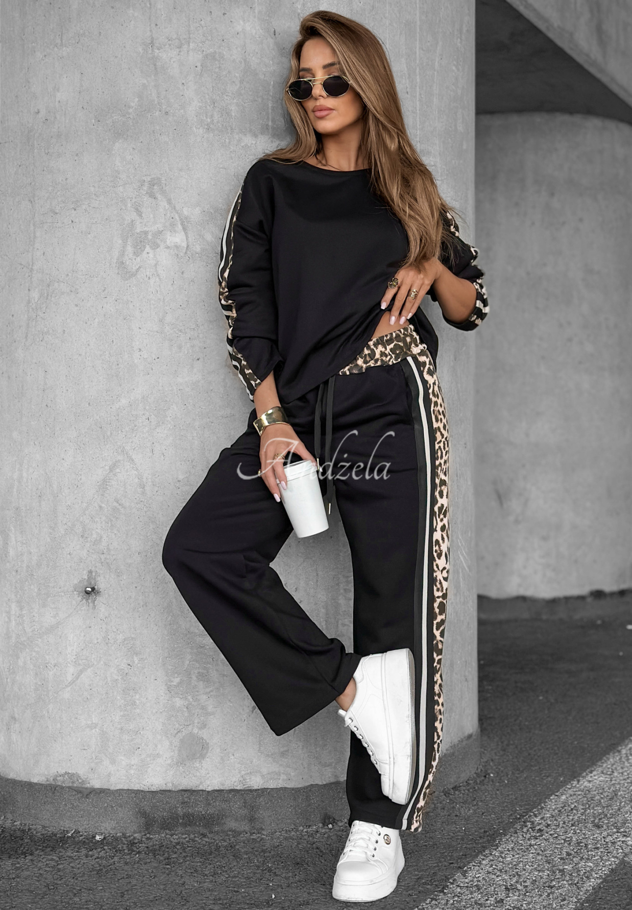 Mikina s leopardím vzorom Leopard Luxe čierna