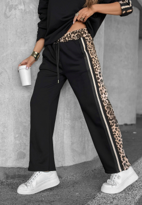 Tepláky s leopardím vzorom Leopard Luxe čierne