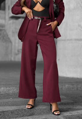 Elegantné nohavice wide leg Until You Ask bordové