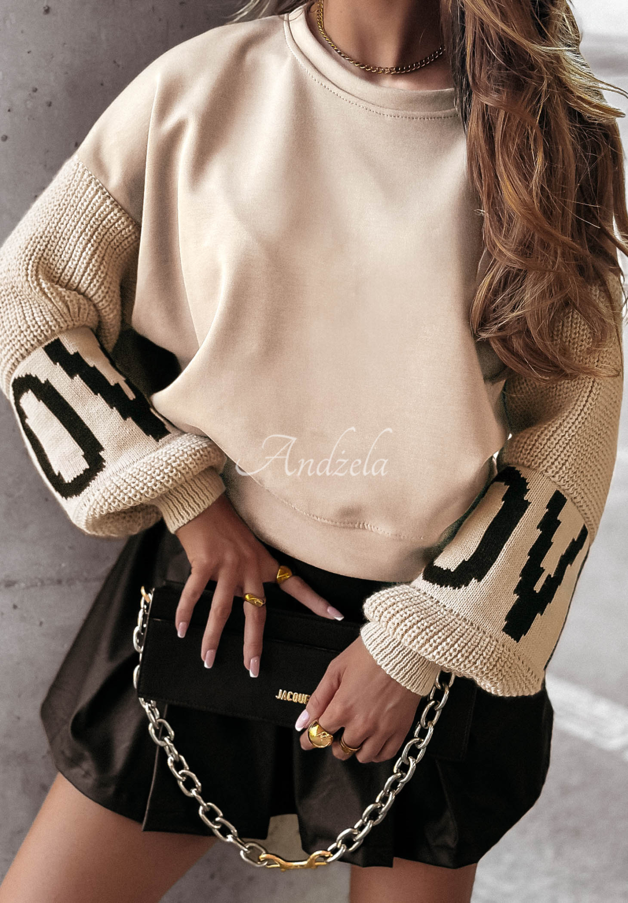 Mikina Lovely Sleeves svetlo béžový