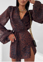 Krátka Blúzka w panterkę La Milla Don’t Text Back čokoládová