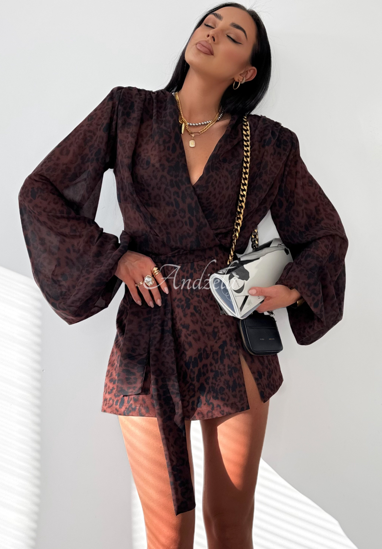 Sukňo-šortky s leopardím vzorom La Milla Peony Blessings čokoládové