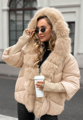 Prešívaná bunda s kožušinkou Frosty Horizon tmavobéžový
