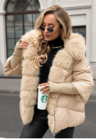 Krátka Prešívaná Bunda z futerkiem Frosty Horizon ťavia