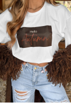 Tričko z nadrukiem Hello Autumn Biela