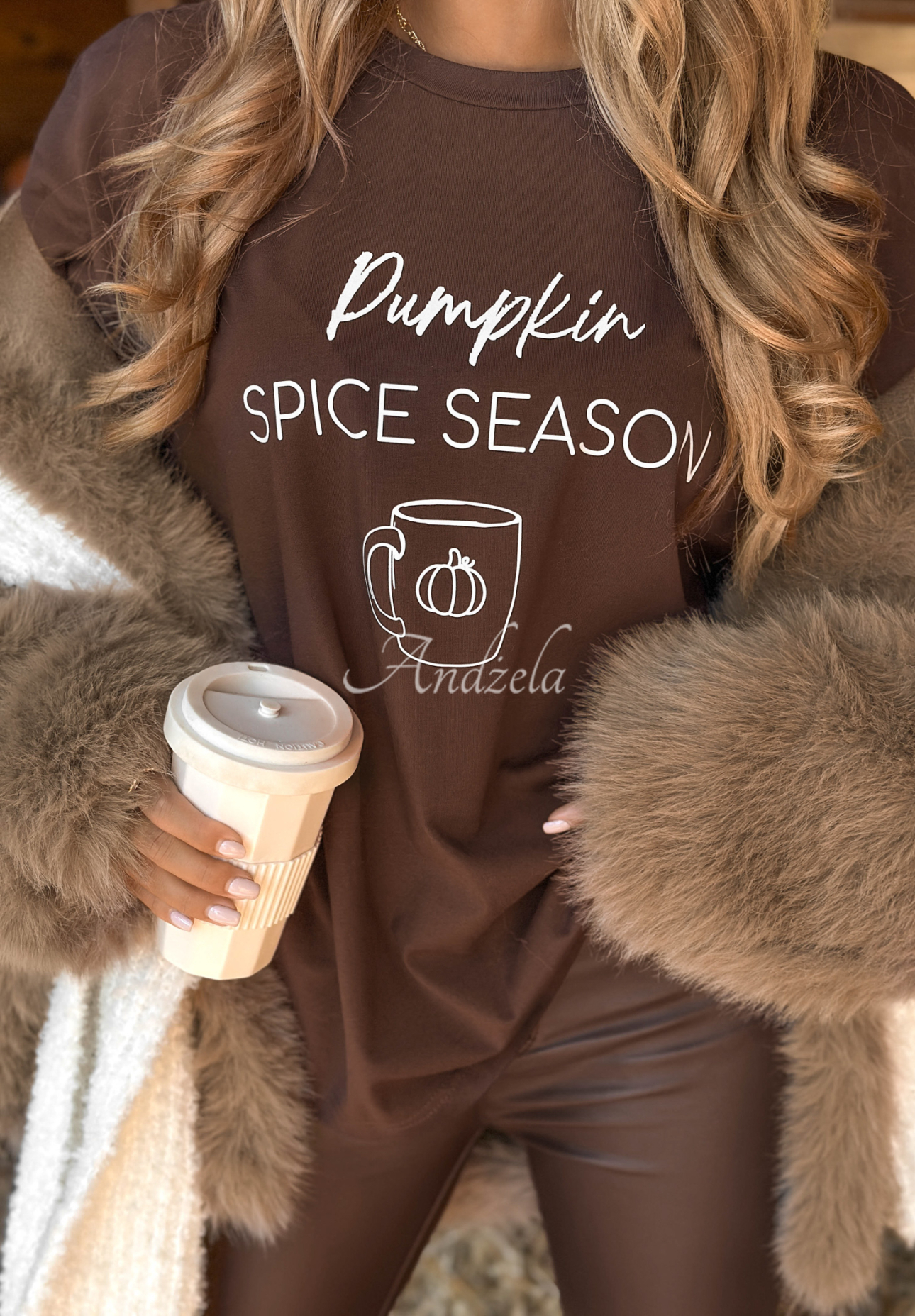 Tričko s potlačou Pumpkin Spice Season čokoládový