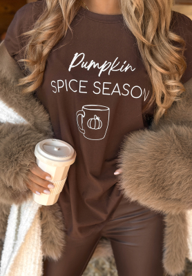 Tričko s potlačou Pumpkin Spice Season čokoládový