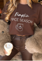 Tričko z nadrukiem Pumpkin Spice Season čokoládový