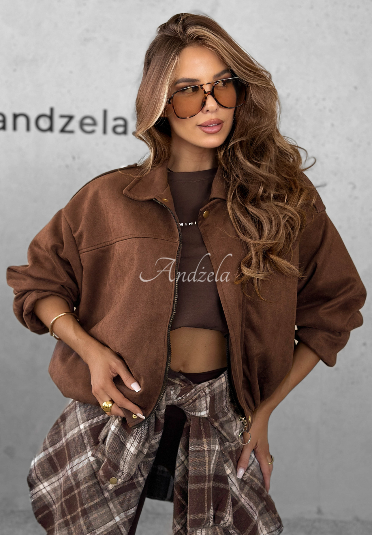 Semišová bomber bunda Give Me Truth čokoládová