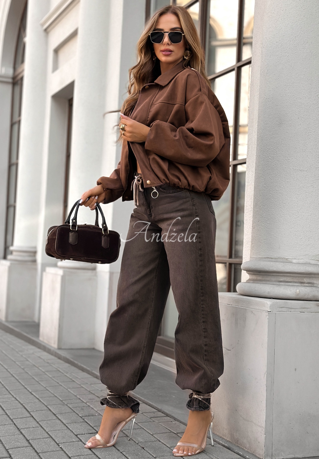 Semišová bomber bunda Give Me Truth čokoládová