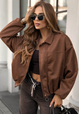 Semišová bomber bunda Give Me Truth čokoládová