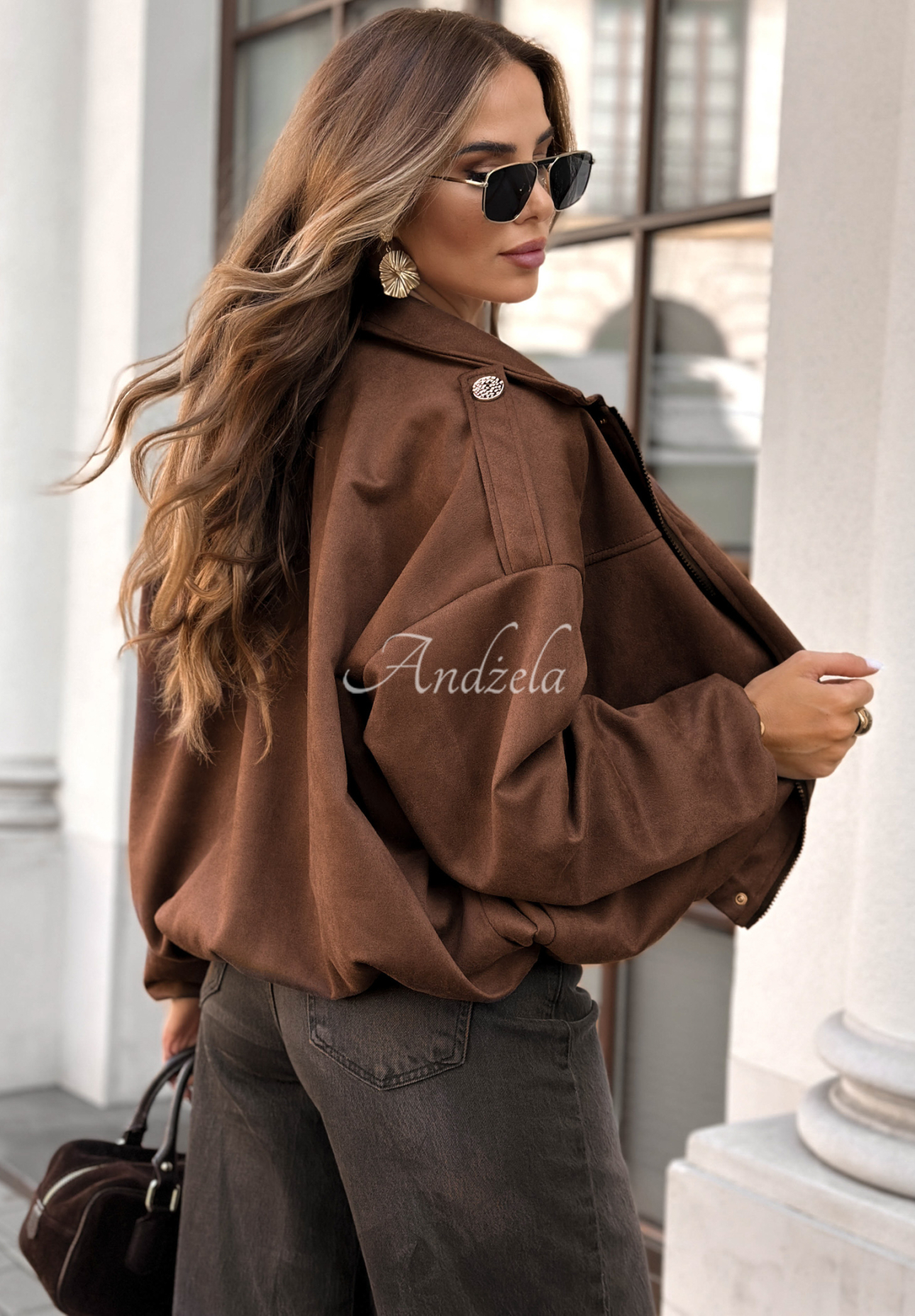 Semišová bomber bunda Give Me Truth čokoládová