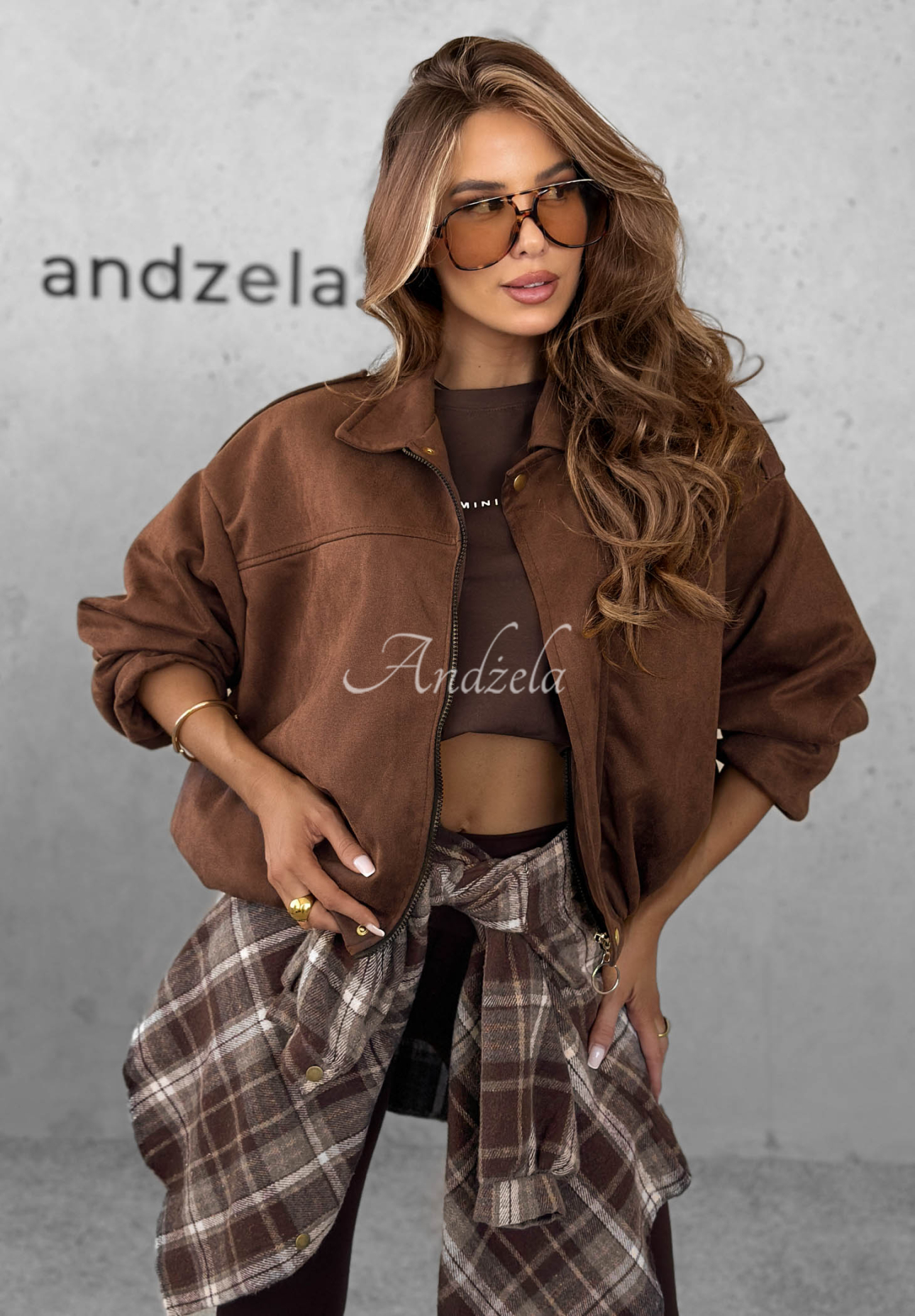 Semišová bomber bunda Delete That čokoládová