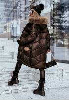 Długa Prešívaná Bunda z futerkiem Snow Offense čokoládová II