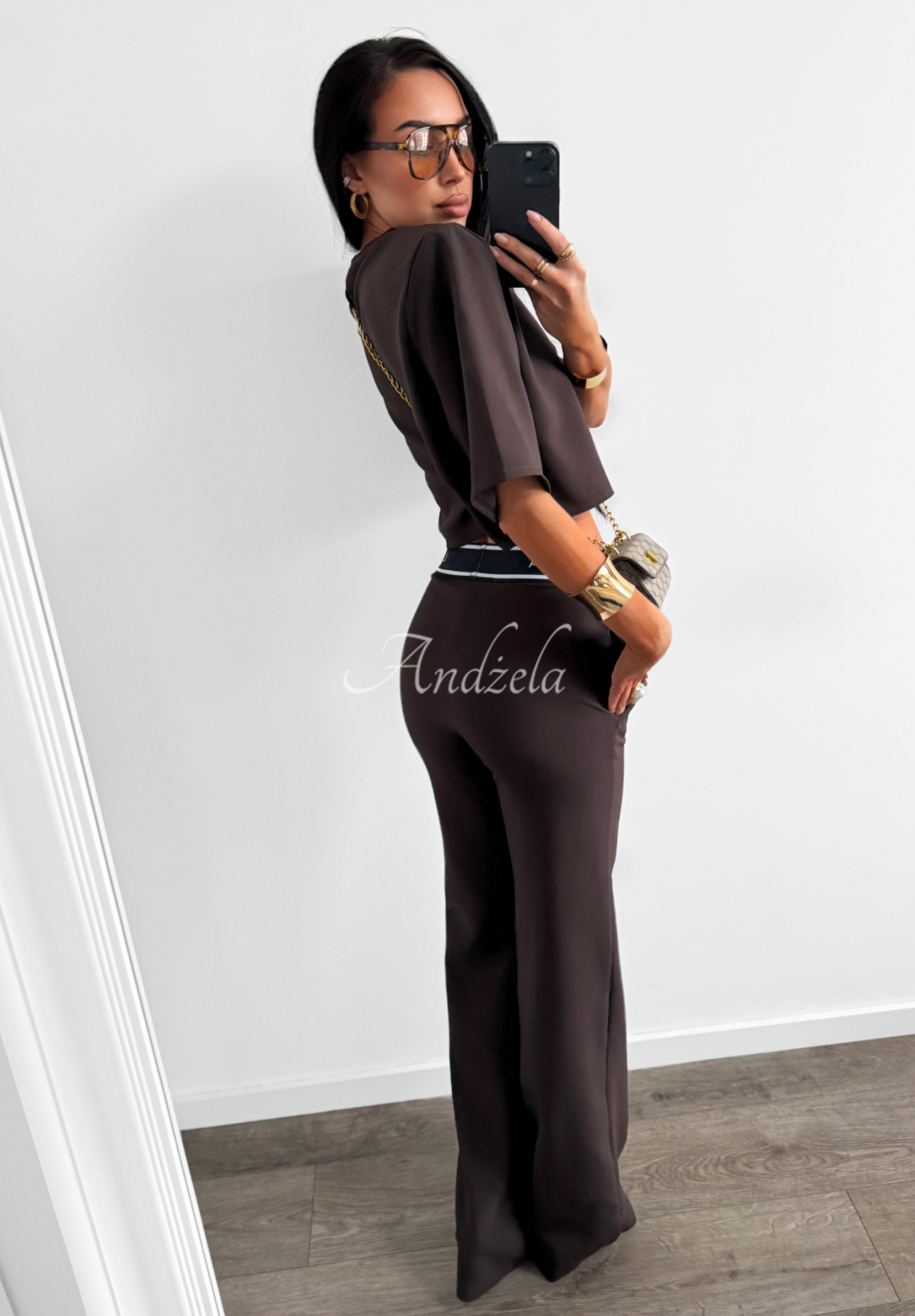 Eleganckie Nohavice wide leg La Milla Sunshine Elegance čokoládové
