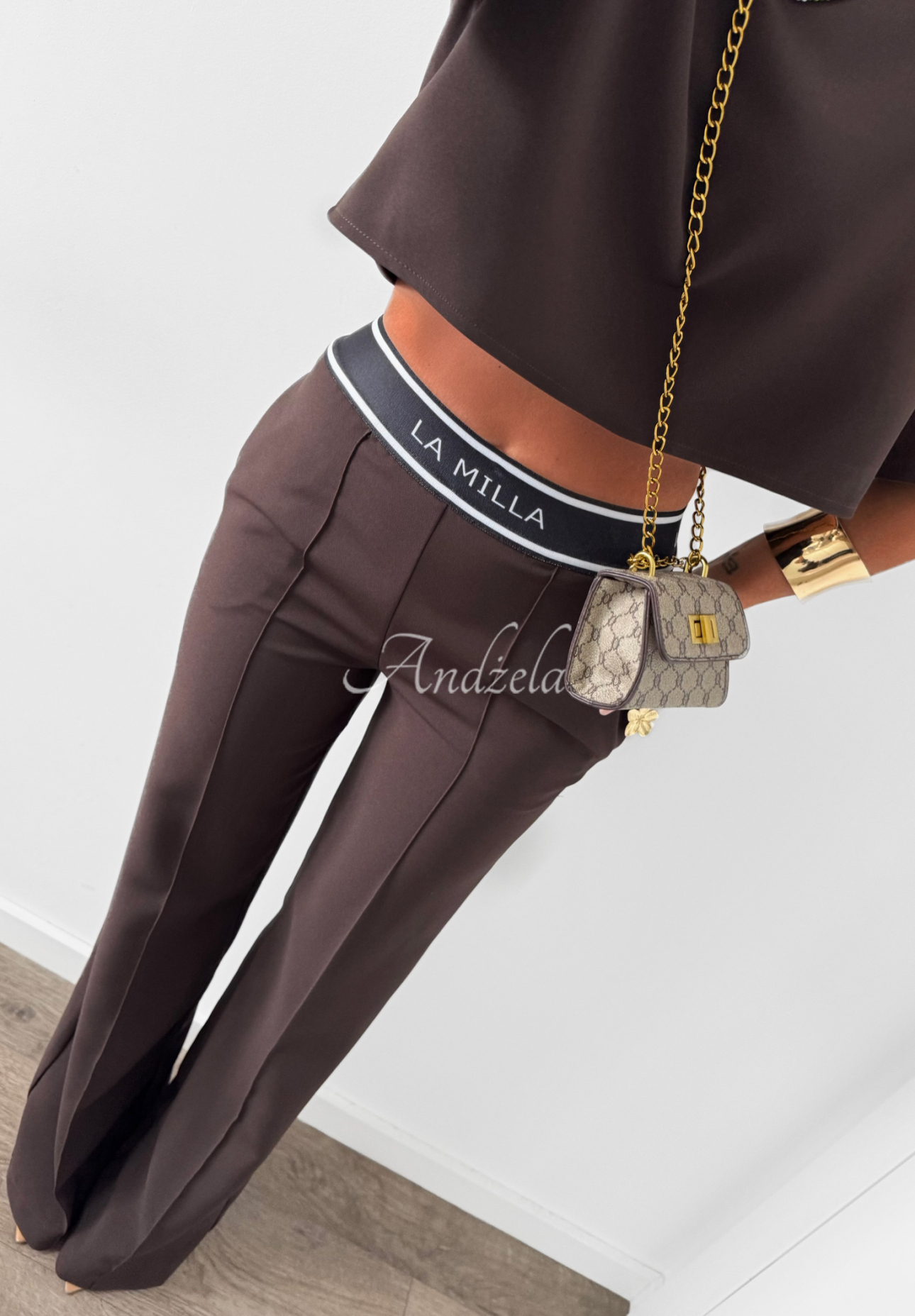Eleganckie Nohavice wide leg La Milla Sunshine Elegance čokoládové