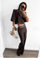 Eleganckie Nohavice wide leg La Milla Sunshine Elegance čokoládové