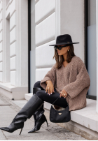 Sveter oversize Cocomore Dreamy Escape jasnoczekoladowy