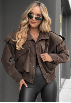 Zamszowa Bunda bomberka Read & Deleted čokoládová