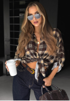 Košeľa w kratę Latte Time čokoládová