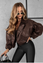 Skórzana Bunda oversize 80s Vibe čokoládová