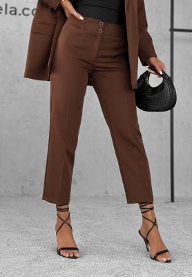 Elegantné cigaretové nohavice Runway Ready čokoládové