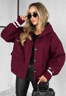 Krátka bunda s kapucňou Your New Number bordová