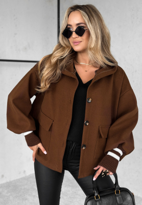 Krátka bunda s kapucňou Your New Number čokoládová