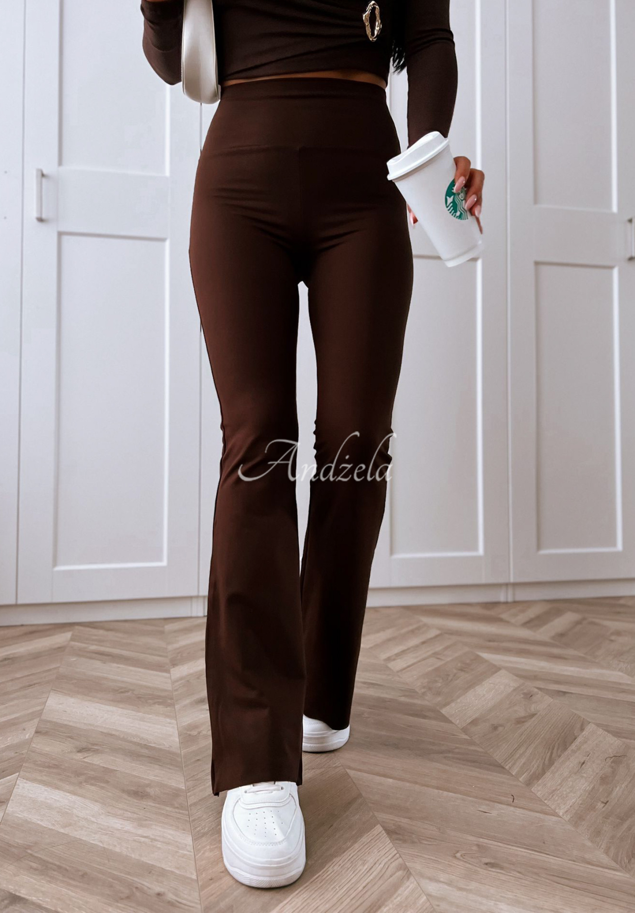 Viskózové rozšírené legíny Can’t Stop čokoládové