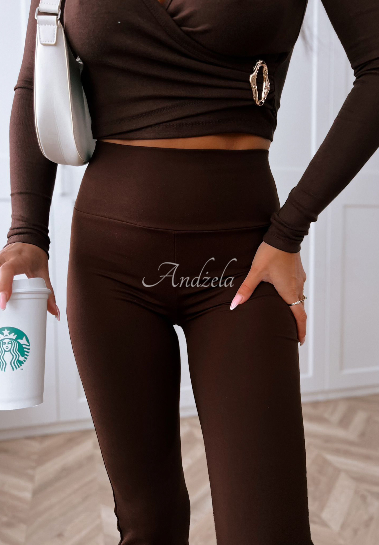 Viskózové rozšírené legíny Can’t Stop čokoládové