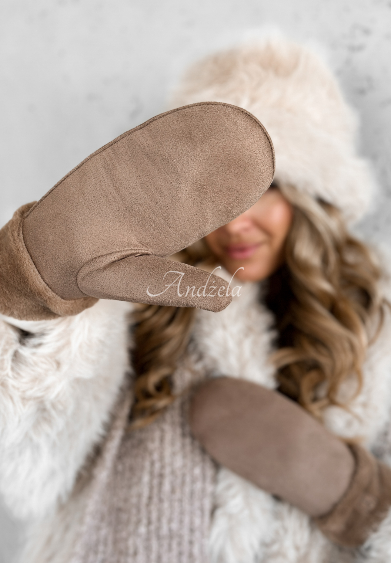 Semišové rukavice s kožušinou Snow Clear ťavie  II