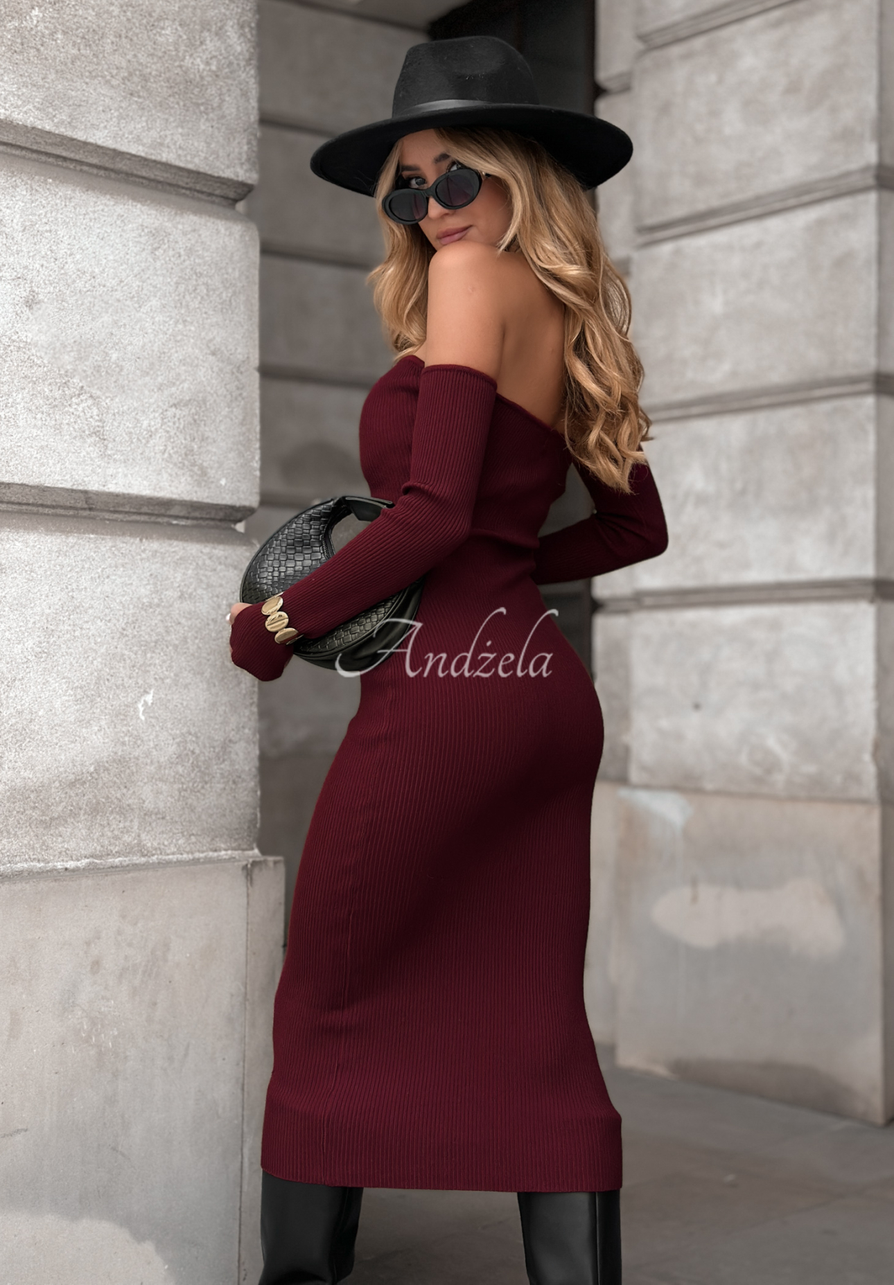Rebrované šaty bodycon Mrs Delusion bordová